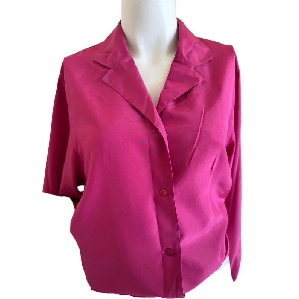 Lilli Ann fuschia women’s M button up vintage Union Made retro button up shirt